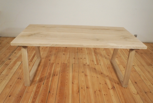 Solid Hardwood Oak rustic Kitchen Table 40mm unreated with trapece table legs